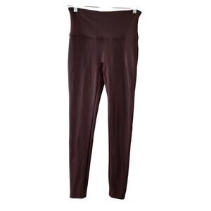 SPANX Brown Faux Leather Leggings High Waist Size L Shapewear Pants Nylon Blend